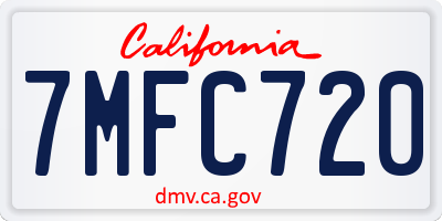 CA license plate 7MFC720