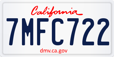 CA license plate 7MFC722