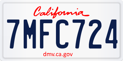 CA license plate 7MFC724