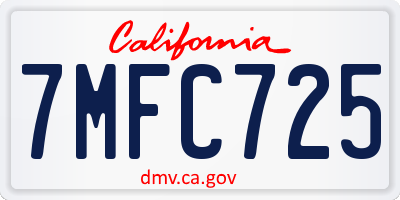 CA license plate 7MFC725