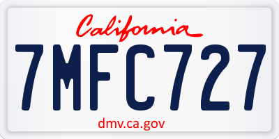CA license plate 7MFC727