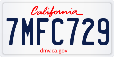 CA license plate 7MFC729