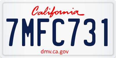 CA license plate 7MFC731