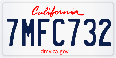 CA license plate 7MFC732