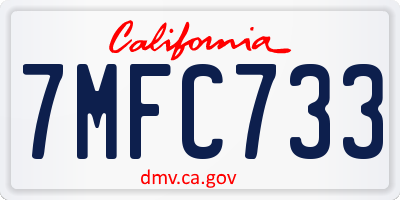 CA license plate 7MFC733