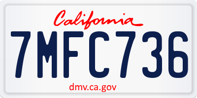 CA license plate 7MFC736
