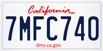 CA license plate 7MFC740