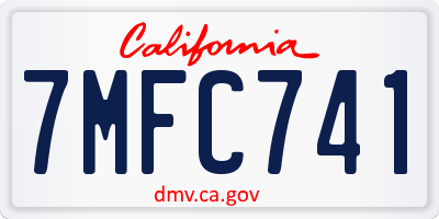 CA license plate 7MFC741