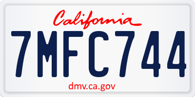 CA license plate 7MFC744