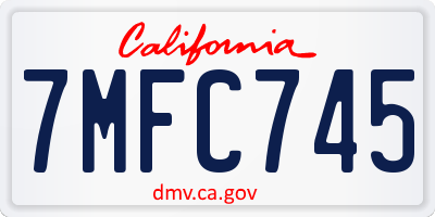 CA license plate 7MFC745