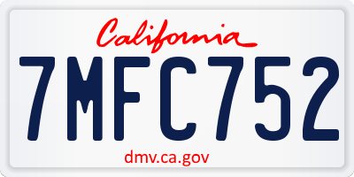CA license plate 7MFC752