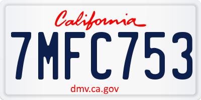 CA license plate 7MFC753