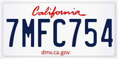 CA license plate 7MFC754