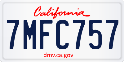 CA license plate 7MFC757