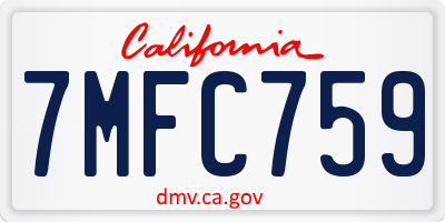 CA license plate 7MFC759