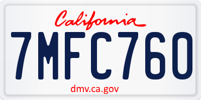 CA license plate 7MFC760