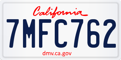 CA license plate 7MFC762