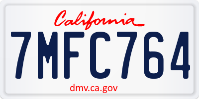 CA license plate 7MFC764