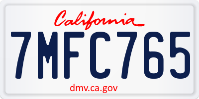 CA license plate 7MFC765