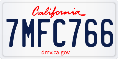 CA license plate 7MFC766