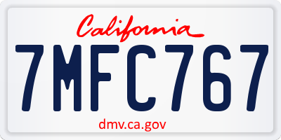 CA license plate 7MFC767