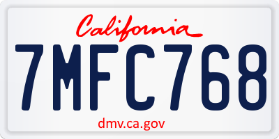 CA license plate 7MFC768