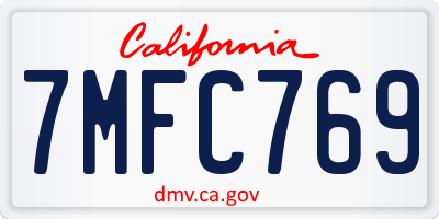 CA license plate 7MFC769
