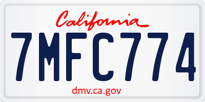 CA license plate 7MFC774