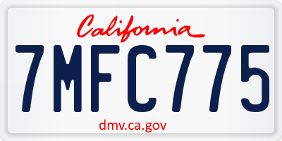 CA license plate 7MFC775
