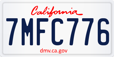 CA license plate 7MFC776