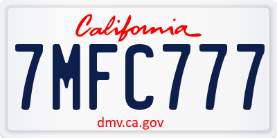CA license plate 7MFC777