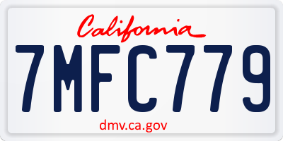 CA license plate 7MFC779
