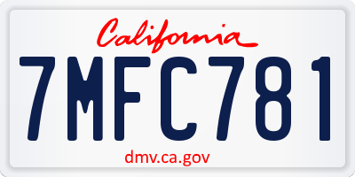 CA license plate 7MFC781
