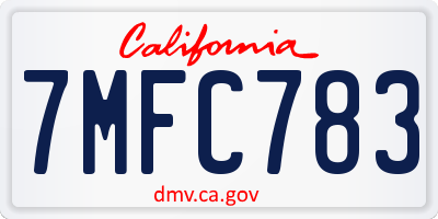 CA license plate 7MFC783