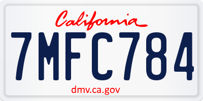 CA license plate 7MFC784