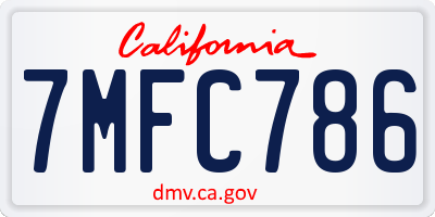 CA license plate 7MFC786