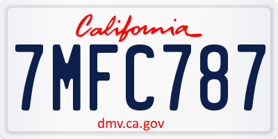 CA license plate 7MFC787