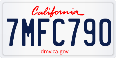 CA license plate 7MFC790