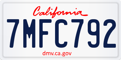 CA license plate 7MFC792