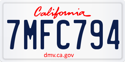 CA license plate 7MFC794