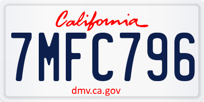CA license plate 7MFC796