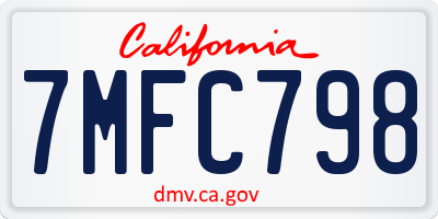 CA license plate 7MFC798