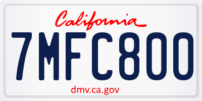 CA license plate 7MFC800