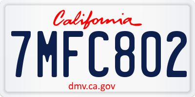 CA license plate 7MFC802