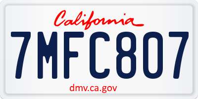 CA license plate 7MFC807