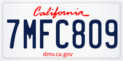 CA license plate 7MFC809