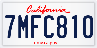 CA license plate 7MFC810