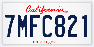 CA license plate 7MFC821