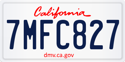 CA license plate 7MFC827