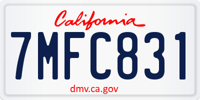 CA license plate 7MFC831